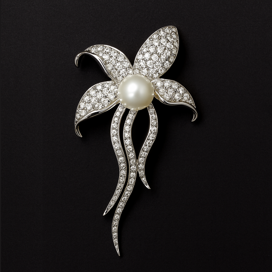 Broche Flor com Pérola