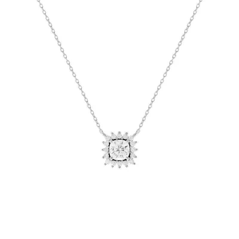 Colar Quadrado com Moldura Moissanita 1,00ct