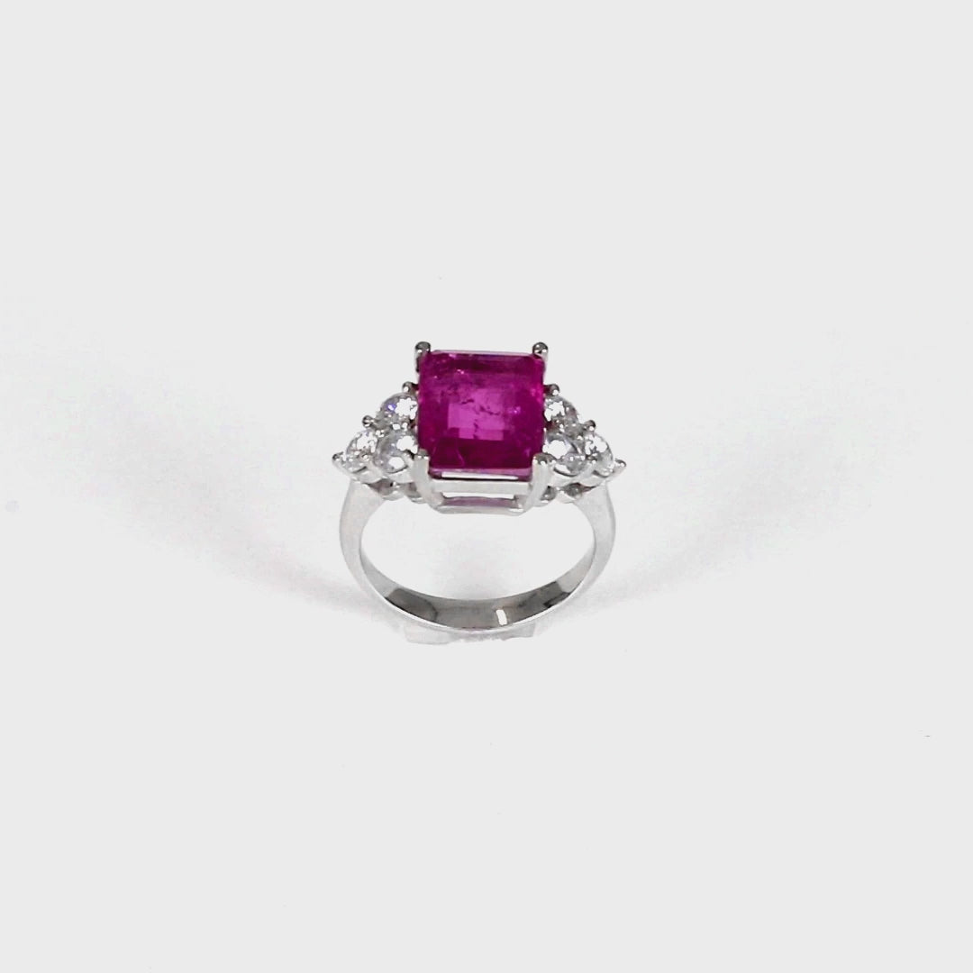 Anel Petra Turmalina Rosa