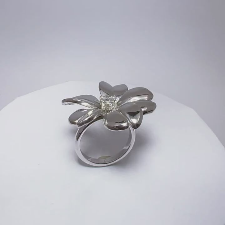 Anel Flor Grande Ródio