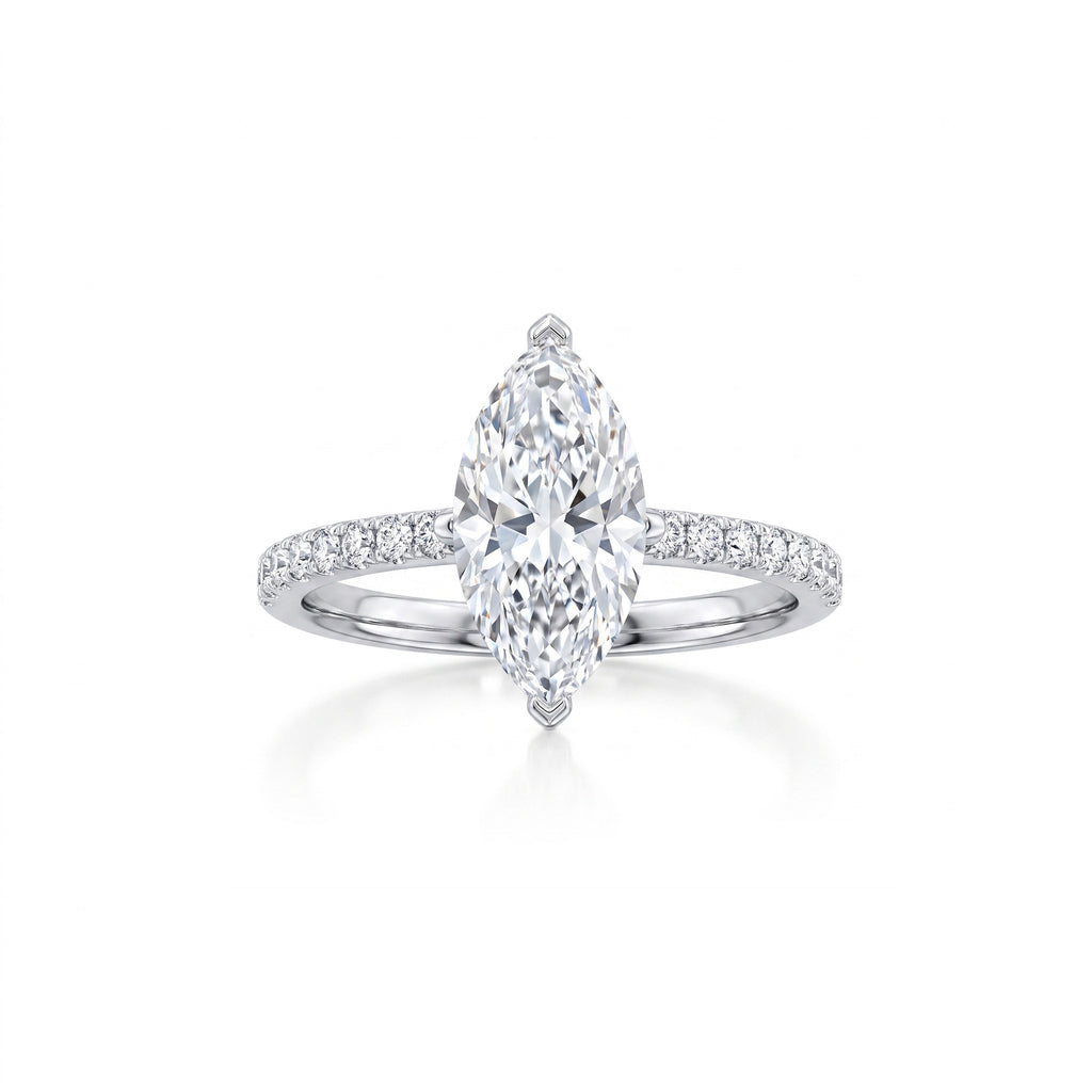 Aliança Solitário Moissanita Navete 12x6mm - 2.14ct