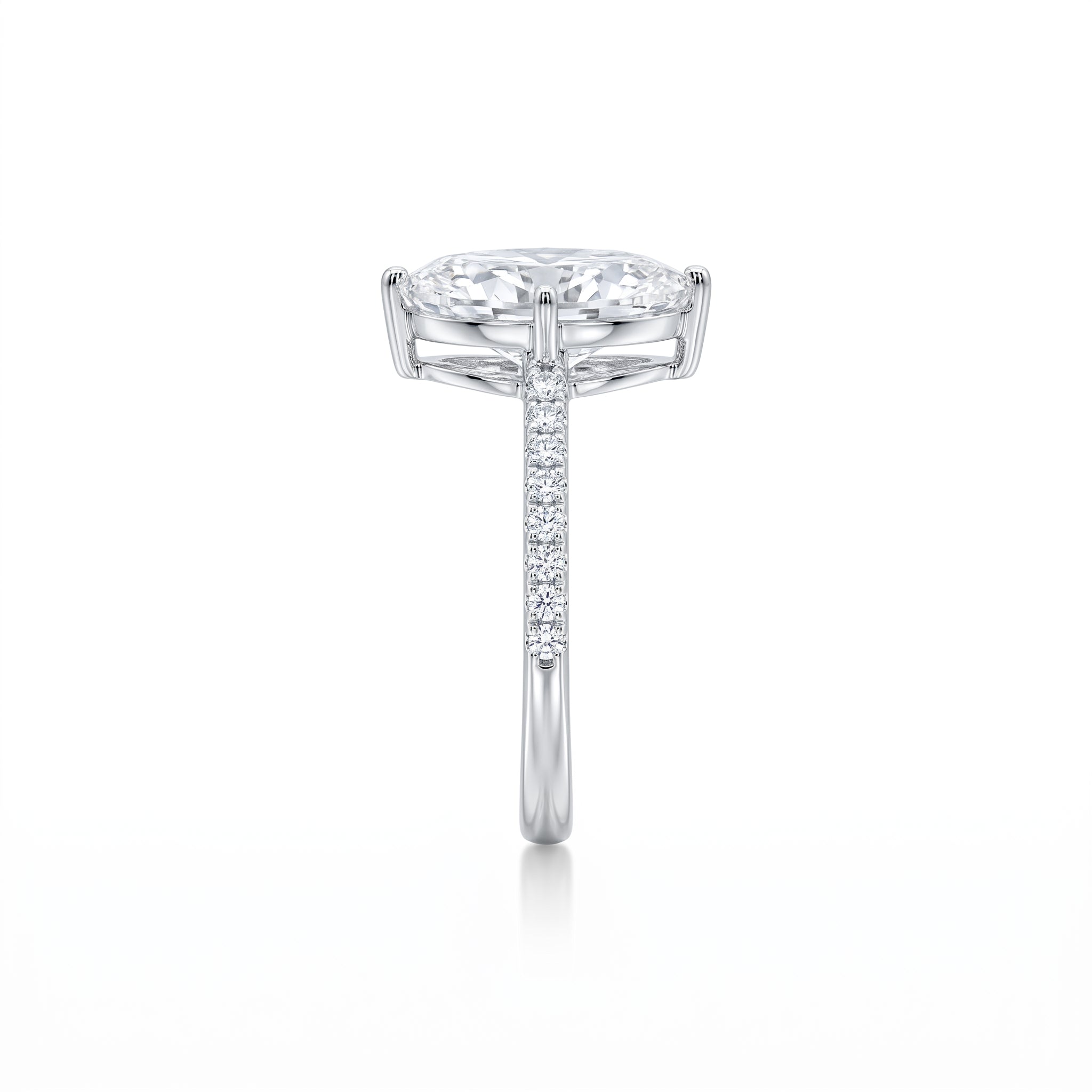 Aliança Solitário Moissanita Navete 12x6mm - 2.14ct