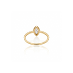 Aliança Solitário Moissanita Navete 6x3mm com Moldura- 0.10ct