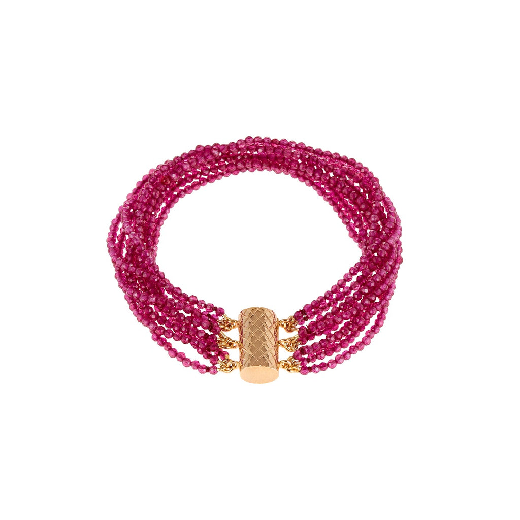 Pulseira em Fios de Rubis Naturais